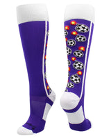 MadSportsStuff socks Purple/White / Large Bomber Soccer Socks Over the Calf length (multiple colors)