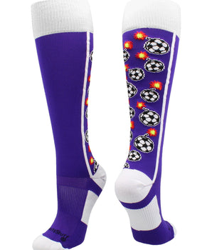 MadSportsStuff socks Purple/White / Large Bomber Soccer Socks Over the Calf length (multiple colors)