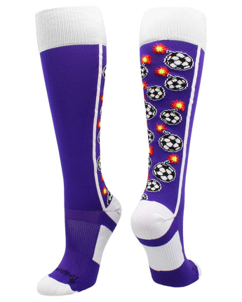 MadSportsStuff socks Purple/White / Large Bomber Soccer Socks Over the Calf length (multiple colors)