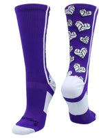 MadSportsStuff socks Purple/White / Large Crazy Love Volleyball Hearts Crew Socks