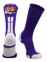 MadSportsStuff socks Purple/White / Large Tigers Logo Athletic Crew Socks (multiple colors)