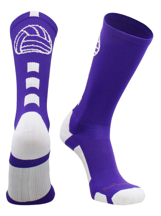 MadSportsStuff socks Purple/White / Medium Volleyball Logo Crew Socks (multiple colors)