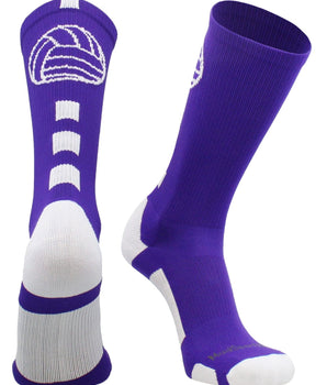 MadSportsStuff socks Purple/White / Medium Volleyball Logo Crew Socks (multiple colors)