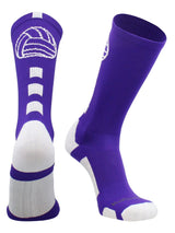 MadSportsStuff socks Purple/White / Medium Volleyball Logo Crew Socks (multiple colors)