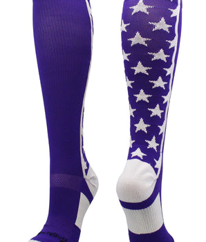 MadSportsStuff socks Purple/White / Small All Stars Socks Over the Calf Socks Softball Soccer
