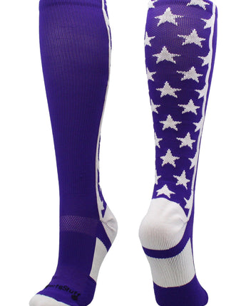 MadSportsStuff socks Purple/White / Small All Stars Socks Over the Calf Socks Softball Soccer