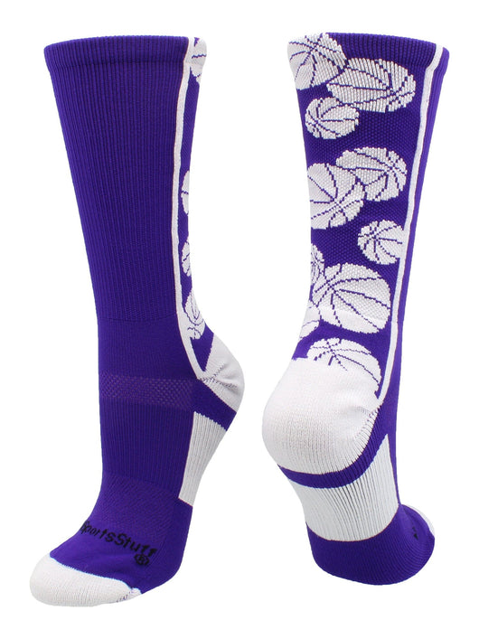 MadSportsStuff socks Purple/White / Small Crazy Basketball Logo Crew Socks (multiple colors)