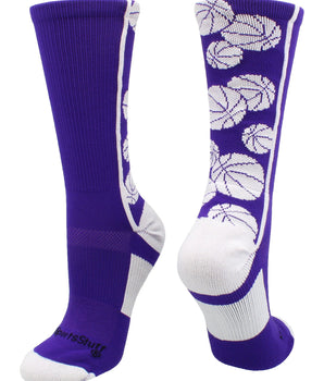 MadSportsStuff socks Purple/White / Small Crazy Basketball Logo Crew Socks (multiple colors)