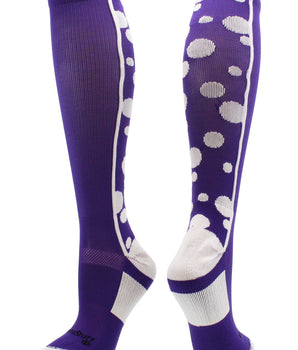 MadSportsStuff socks Purple/White / Small Crazy Socks with Dots Over the Calf Socks Multi Colors