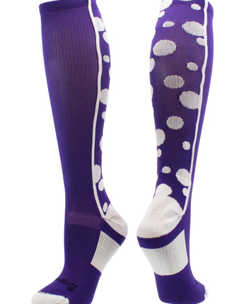 MadSportsStuff socks Purple/White / Small Crazy Socks with Dots Over the Calf Socks Multi Colors