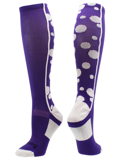 MadSportsStuff socks Purple/White / Small Crazy Socks with Dots Over the Calf Socks Multi Colors