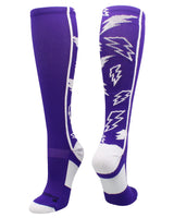 MadSportsStuff socks Purple/White / Small Crazy Socks with Lightning Bolts (multiple colors)