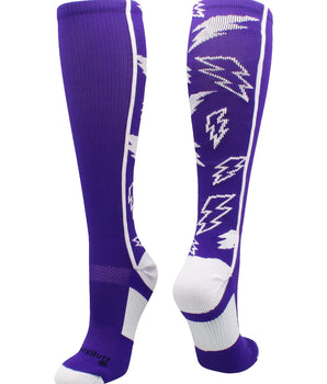 MadSportsStuff socks Purple/White / Small Crazy Socks with Lightning Bolts (multiple colors)