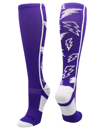 MadSportsStuff socks Purple/White / Small Crazy Socks with Lightning Bolts (multiple colors)