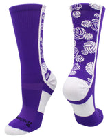 MadSportsStuff socks Purple/White / Small Crazy Volleyball Logo Crew Socks (multiple colors)
