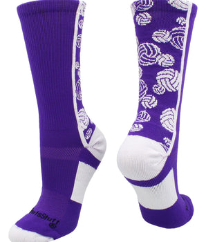 MadSportsStuff socks Purple/White / Small Crazy Volleyball Logo Crew Socks (multiple colors)
