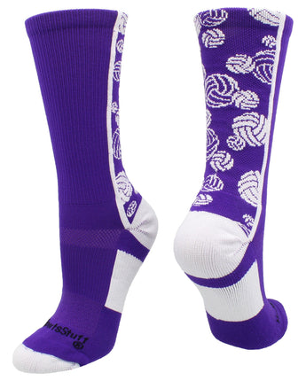 MadSportsStuff socks Purple/White / Small Crazy Volleyball Logo Crew Socks (multiple colors)