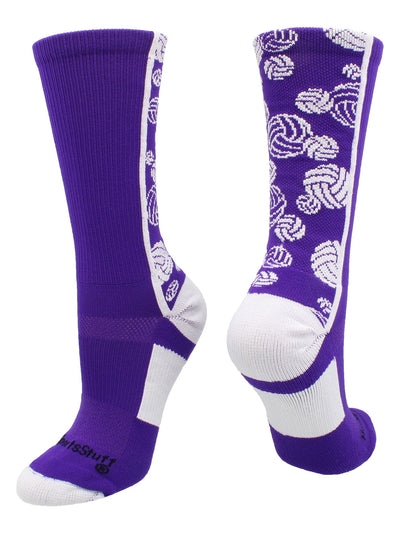 MadSportsStuff socks Purple/White / Small Crazy Volleyball Logo Crew Socks (multiple colors)
