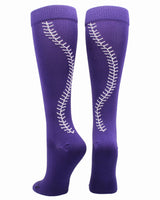 MadSportsStuff socks Purple/White / X-Large Softball Socks with Stitches Over the Calf (multiple colors)