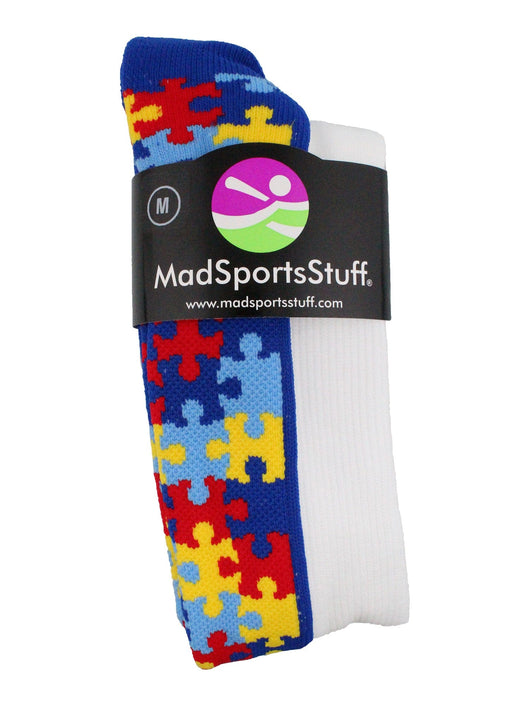 MadSportsStuff socks Puzzle Heart Autism Awareness Over the Calf Socks