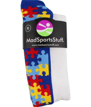 MadSportsStuff socks Puzzle Heart Autism Awareness Over the Calf Socks