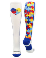 MadSportsStuff socks Puzzle Heart Autism Awareness Over the Calf Socks