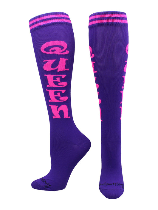 MadSportsStuff socks Queen - Purple/Pink / Medium Personality Word Socks Over the Calf Length