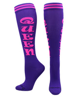 MadSportsStuff socks Queen - Purple/Pink / Medium Personality Word Socks Over the Calf Length