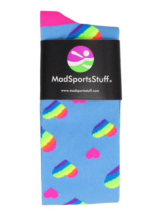 MadSportsStuff socks Rainbow Hearts Tall Socks for Soccer Softball
