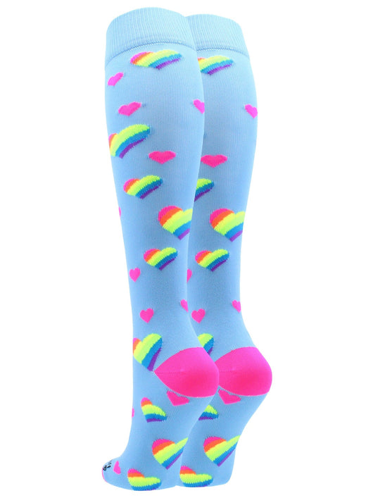 MadSportsStuff socks Rainbow Hearts Tall Socks for Soccer Softball