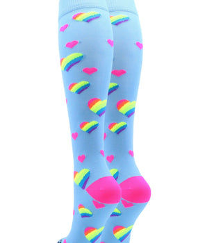 MadSportsStuff socks Rainbow Hearts Tall Socks for Soccer Softball