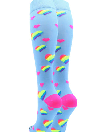 MadSportsStuff socks Rainbow Hearts Tall Socks for Soccer Softball
