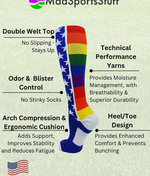 MadSportsStuff socks Rainbow Pride Over the Calf Socks