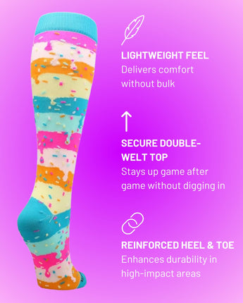 MadSportsStuff socks Rainbow Sprinkles Socks Over the Calf Length