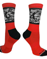 MadSportsStuff socks Red/Black Camo / Large Camo Basketball Socks with Player Silhouette