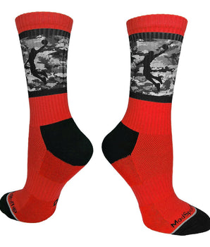 MadSportsStuff socks Red/Black Camo / Large Camo Basketball Socks with Player Silhouette