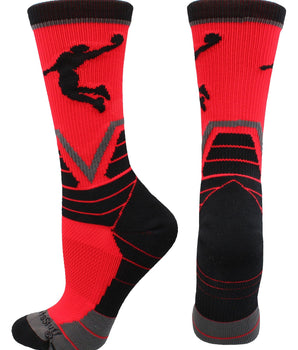 MadSportsStuff socks Red/Black/Graphite / Large Victory Basketball Socks with Player in crew length