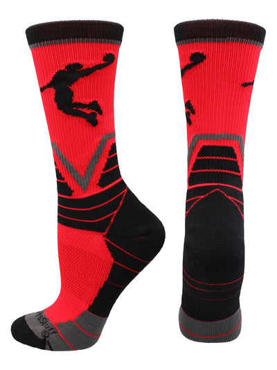MadSportsStuff socks Red/Black/Graphite / Large Victory Basketball Socks with Player in crew length