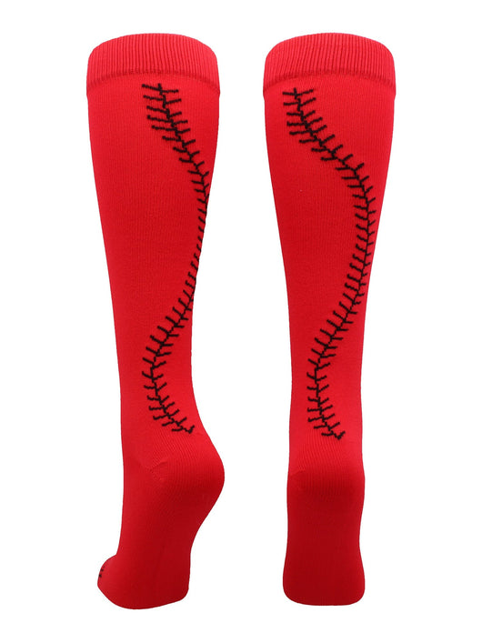 MadSportsStuff socks Red/Black / Large Softball Socks with Stitches Over the Calf (multiple colors)