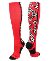 MadSportsStuff socks Red/Black / Small Crazy Soccer Socks with Soccer Balls over the calf (multiple colors)