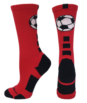 MadSportsStuff socks Red/Black / Small Soccer Ball Athletic Crew Socks (multiple colors)