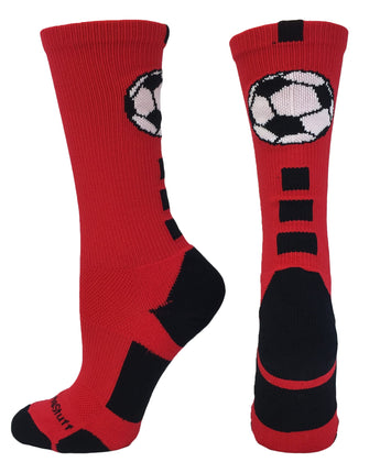 MadSportsStuff socks Red/Black / Small Soccer Ball Athletic Crew Socks (multiple colors)