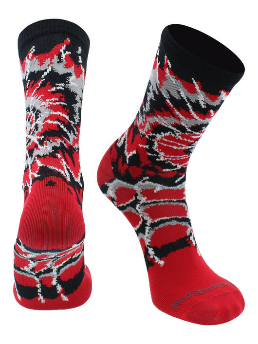 MadSportsStuff socks Red/Black/White / Large Crazy Tie Dye Crew Socks Girls or Boys