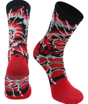 MadSportsStuff socks Red/Black/White / Large Crazy Tie Dye Crew Socks Girls or Boys