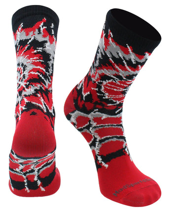 MadSportsStuff socks Red/Black/White / Large Crazy Tie Dye Crew Socks Girls or Boys