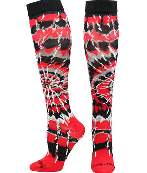 MadSportsStuff socks Red/Black/White / X-Small Crazy Tie Dye Socks Over the Calf