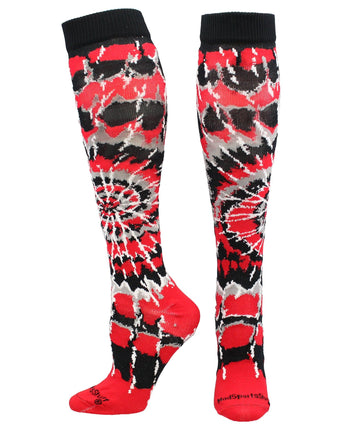 MadSportsStuff socks Red/Black/White / X-Small Crazy Tie Dye Socks Over the Calf