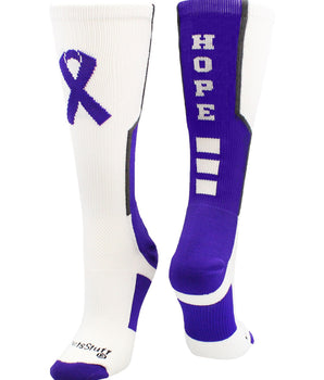 MadSportsStuff socks Relay for Life Hope Cancer Awareness Athletic Crew Socks