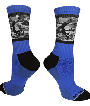 MadSportsStuff socks Royal/Black Camo / Large Camo Basketball Socks with Player Silhouette