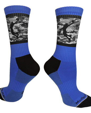 MadSportsStuff socks Royal/Black Camo / Large Camo Basketball Socks with Player Silhouette